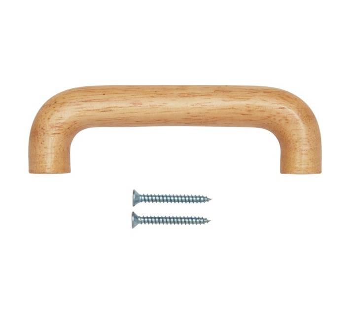 Home and Kitchen Lacquered Wooden D Handle - Light Brown (96mm)