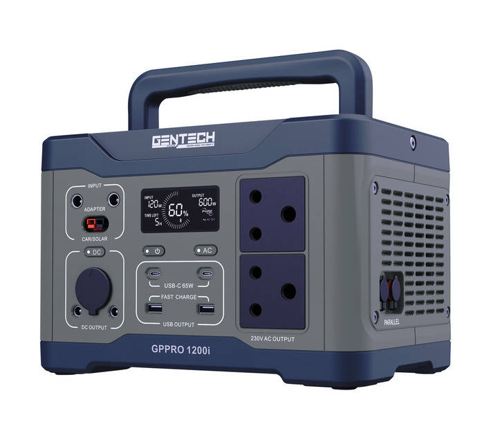 Gentech GPPRO1200I Portable Power Station - Grey/Blue (650W)