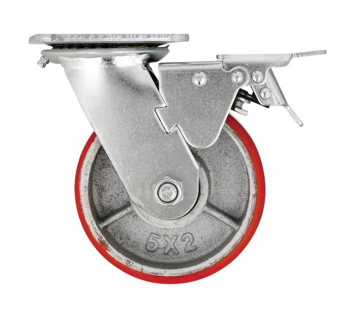 Hillaldam 870195 Polyurethane Plated Castor with Brake (125mm)