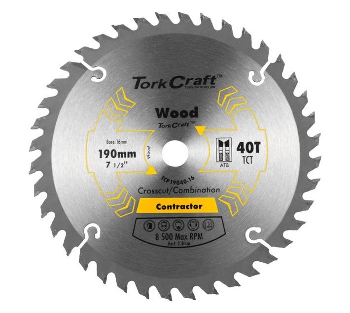 Tork Craft 40T Contactor TCT Saw Blade (190mm)