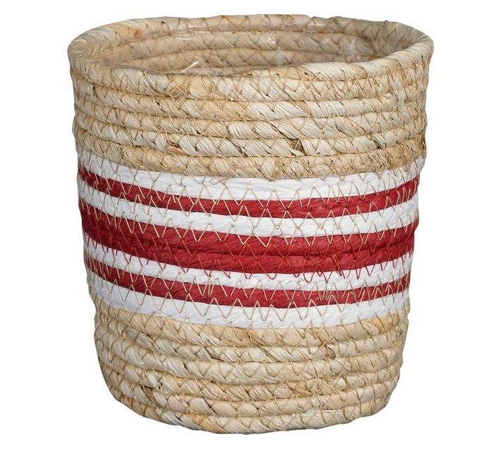 FDB Rachel Planter Basket - Light brown/Red/White (140 x 140mm)