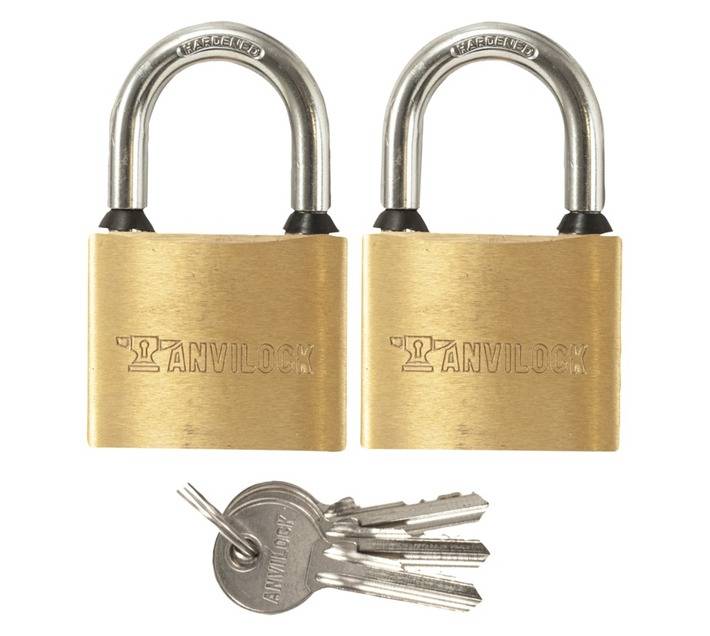 Anvilock 50mm Brass Padlock (2 Pack)