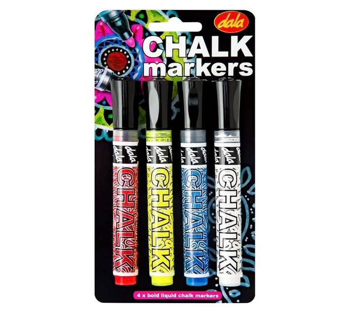 Dala 4 x Primary Colour Chalk Markers - Assorted