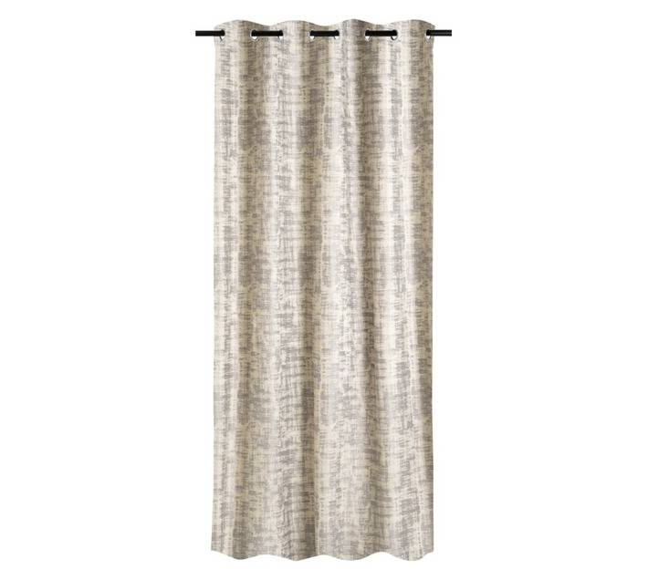 Suede Textured Eyelet Curtain - Grey/Cream (2300 x 2500mm)