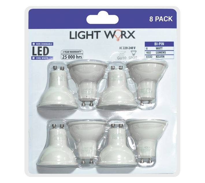 Light Worx 8 x LED Downlight Bulbs - Cool White (6W)