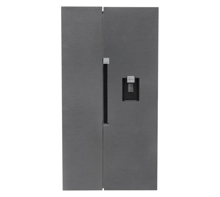 Defy Side By Side Fridge Freezer Satin Metallic 555L DFF447
