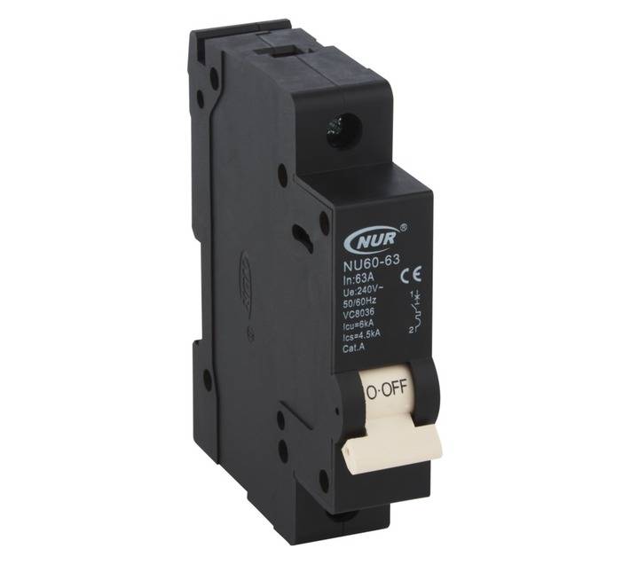 NUR Single Pole 6ka 63amp Mini Circuit Breaker