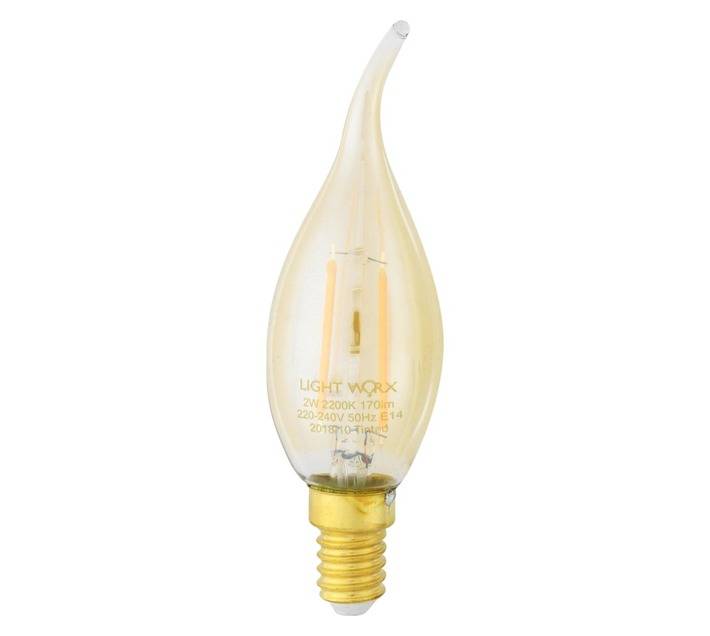 Lightworx LED E14 Filament Tip Bulbs - Amber (2w)