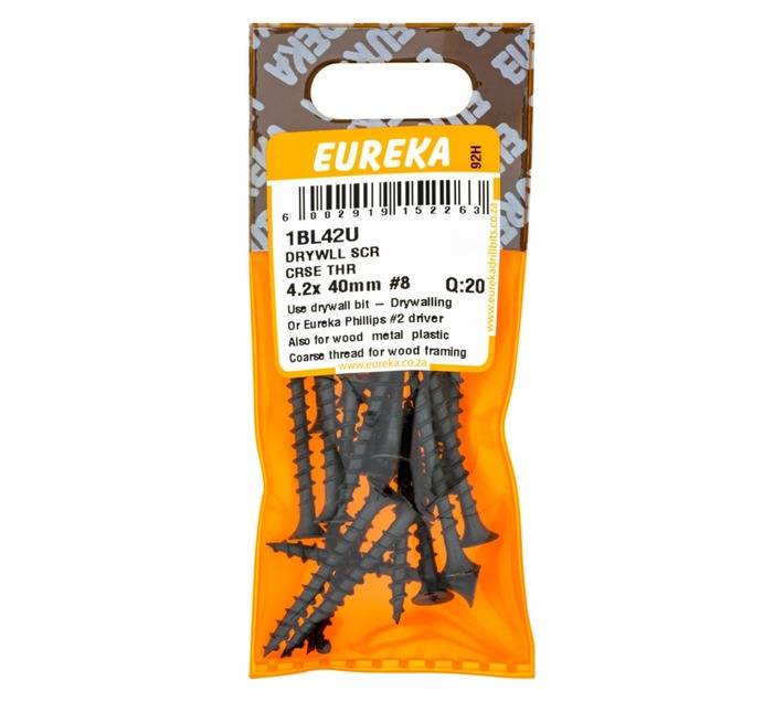 Eureka 20 x Coarse Thread Drywall Screws (4.2 x 40mm)