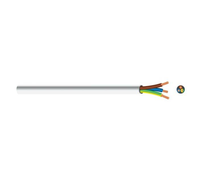 Cabtyre 2 Core Cable - White (0.5mm) (Per Meter)