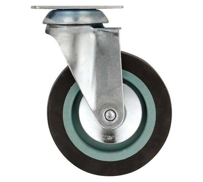 Hillaldam Castor Swivel Rubber Plate Wheel - Grey (100 x 134mm)