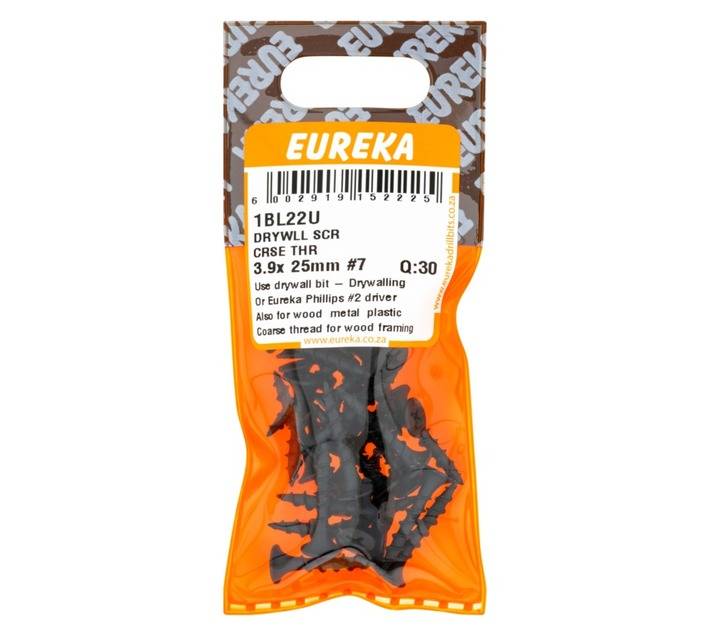Eureka 30 x Coarse Thread Drywall Screws (3.9 x 25mm)