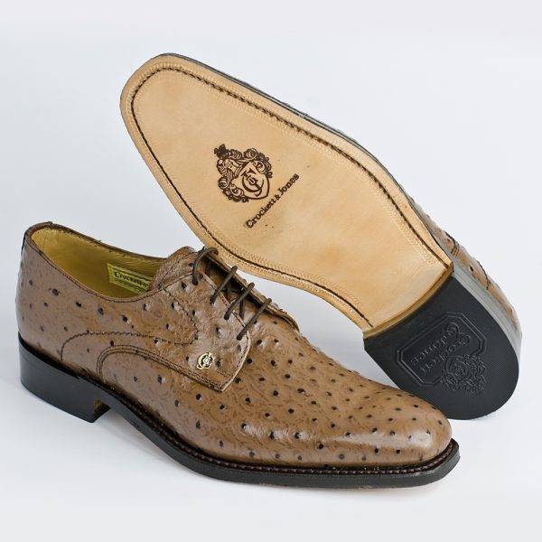 CROCKETT & JONES OSTRICH EMU BROWN SHOES