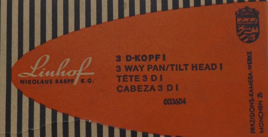 LINHOF TRIPOD HEAD NEW BOXED 3 D REPORT MINT MANUAL INCLUDED 3-D KOPF I PAN TILT