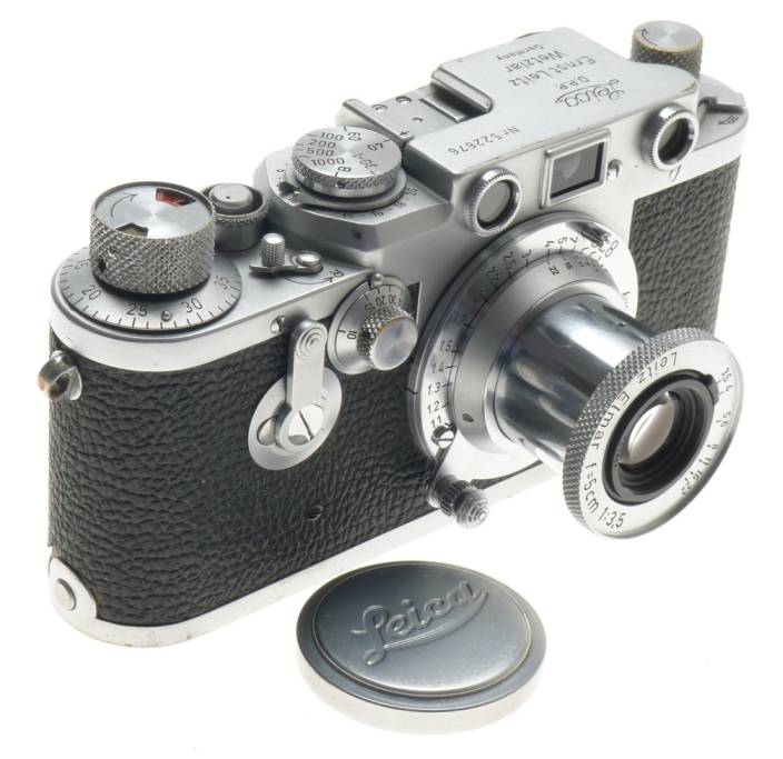 SELF TIMER 3F LEICA IIIF CAMERA CHROME ELMAR 1:3.5/50mm LENS f=5cm BLACK SCALE