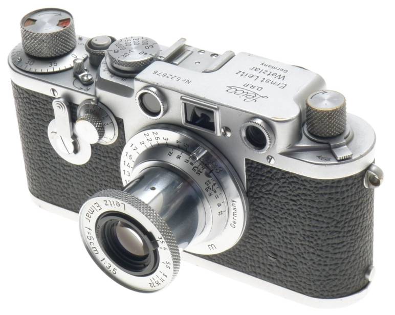 SELF TIMER 3F LEICA IIIF CAMERA CHROME ELMAR 1:3.5/50mm LENS f=5cm BLACK SCALE