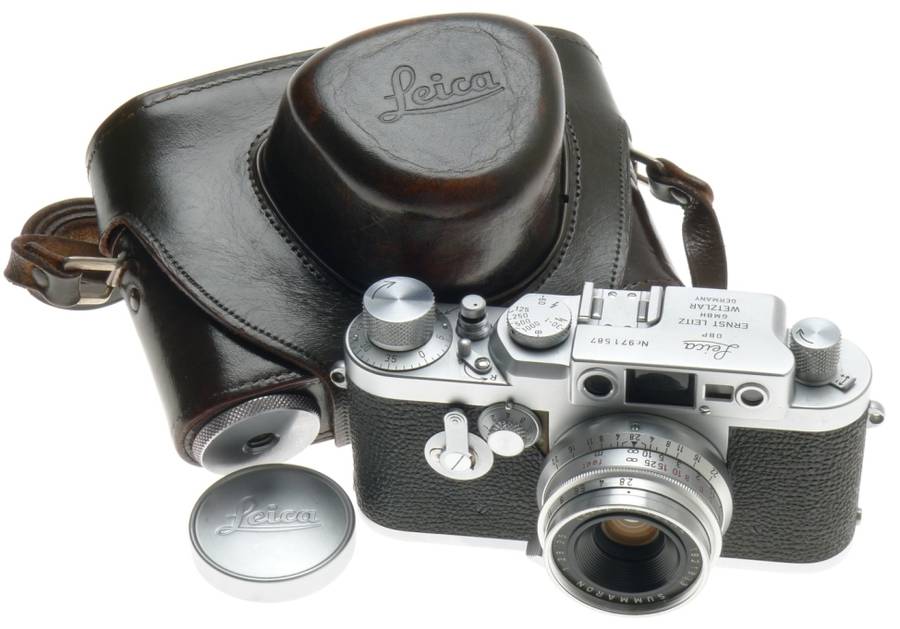 SUMMARON SILVER 1:2.8/35mm SCREW MOUNT M39 LENS WITH LEICA IIIG FILM CAMERA f=35