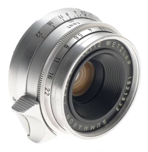 SUMMARON SILVER 1:2.8/35mm SCREW MOUNT M39 LENS WITH LEICA IIIG FILM CAMERA f=35