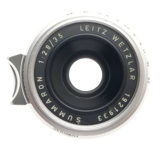 SUMMARON SILVER 1:2.8/35mm SCREW MOUNT M39 LENS WITH LEICA IIIG FILM CAMERA f=35