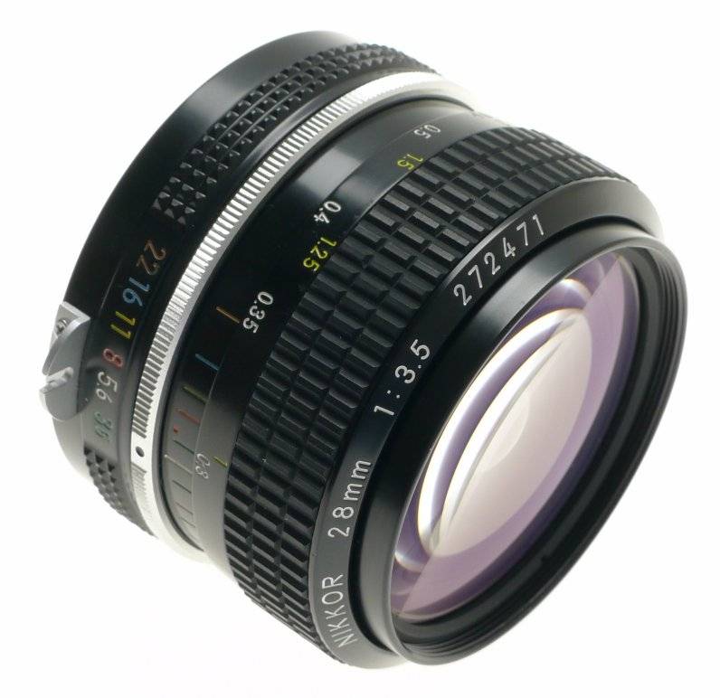 NIKON 1:3.5/28mm NIKKOR SLR CAMERA LENS f=28mm CLEAN EXCELLENT WIDE ANGLE