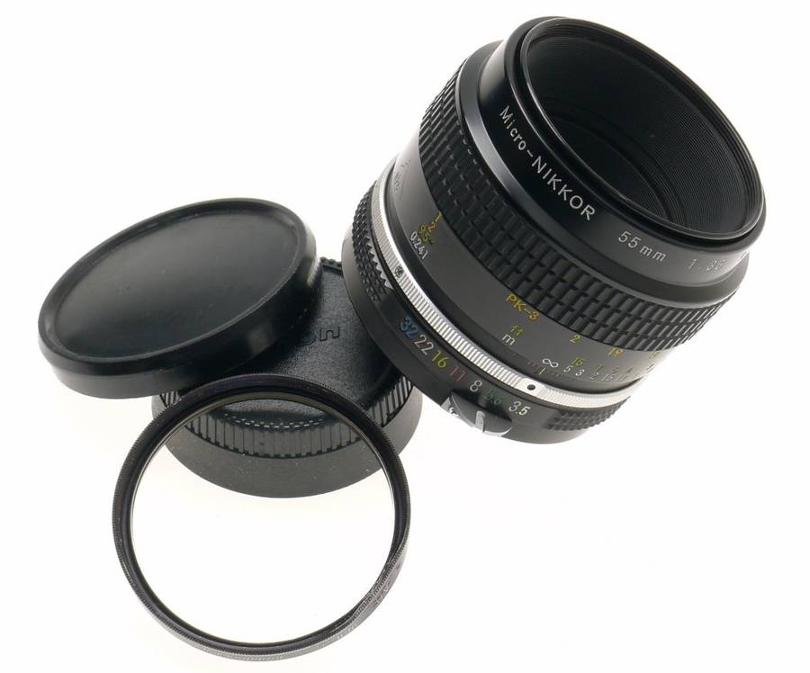 MICRO-NIKKOR 55mm f3.5 Ai SLR CAMERA LENS CAPS FILTER EXCELLENT 1:3.5/55mm CLEAN