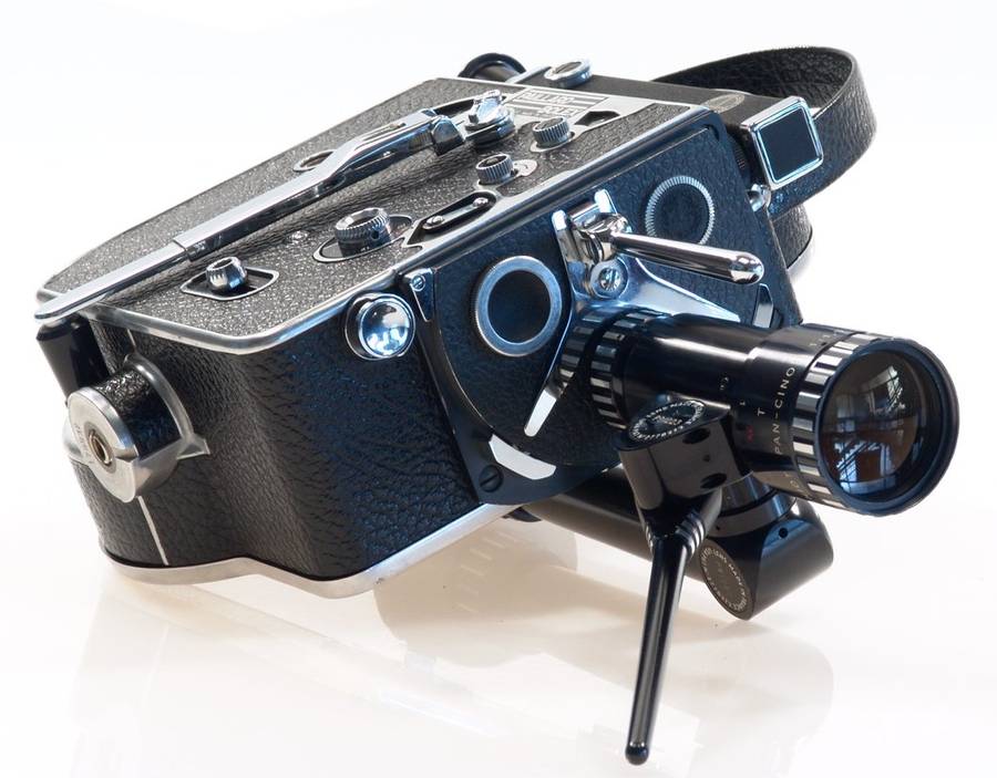 BOLEX H8 MOVIE FILM CAMERA PAN-CINOR 1:1.9 f=8-40mm ZOOM HOOD LENS GRIP CASE NR