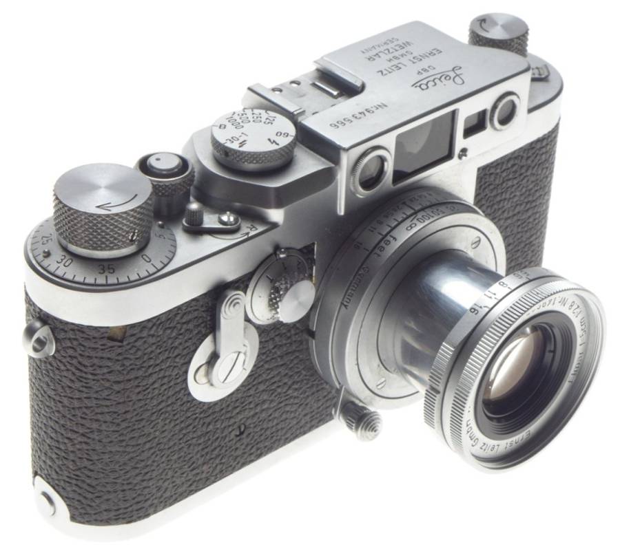LEICA IIIg chrome 35mm rangefinder camera with 2.8/5cm Elmar 2.8 f=50mm lens kit