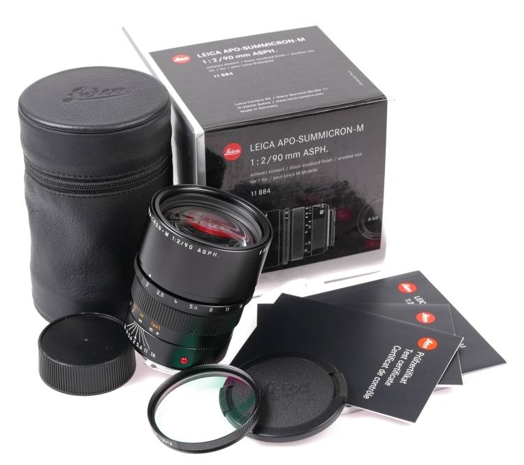 Leica Apo-Summicron-M 1:2/90mm ASPH. Box Mint 6-bit black tele f90 lens 11884