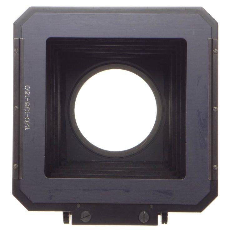 Lens hood Hasselblad bellows front lens attachment shade on rail with masks used