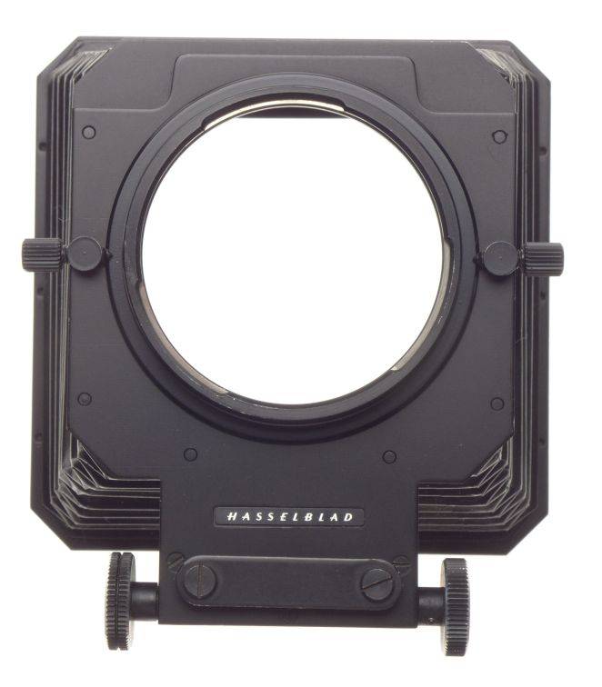 Lens hood Hasselblad bellows front lens attachment shade on rail with masks used