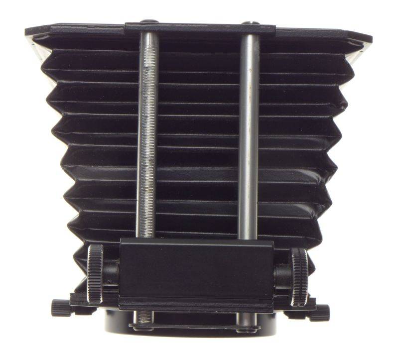 Lens hood Hasselblad bellows front lens attachment shade on rail with masks used