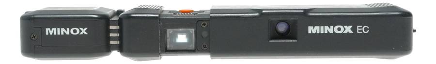 Minox EC spy sub-miniature camera with flash accessory Plus-X Pan expired film