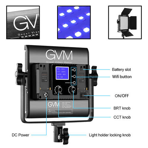 GVM 800D-RGB LED Studio 2-Video Light Kit