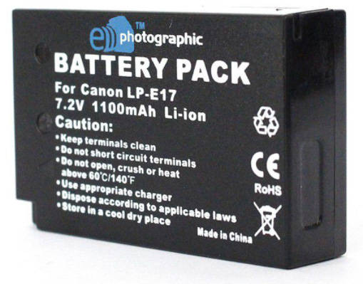 The E-Photographic LP-E17 High Capacity 1100 mAh Lithium Battery