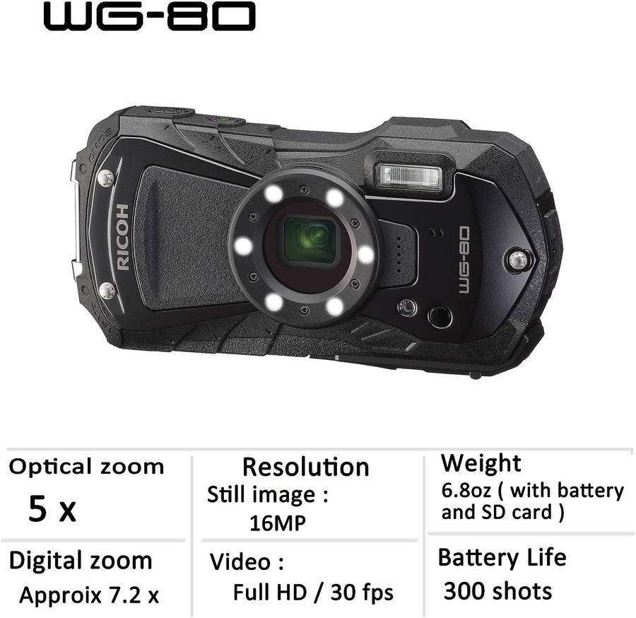 RICOH WG-80 All-weather Adventure Camera (Black)