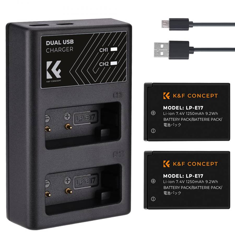 K&F Concept Dual LP-E17 Battery + Charger Kit for Canon Cameras-KF28.0014