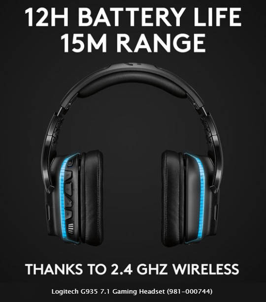 LOGITECH G935 Wireless 7.1 Surround Sound LIGHTSYNC Gaming Headset