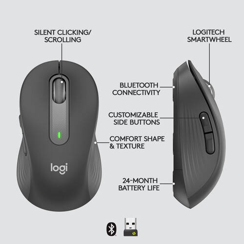Logitech M650 Signature BT Wireless Mouse 910-006253 (Graphite)