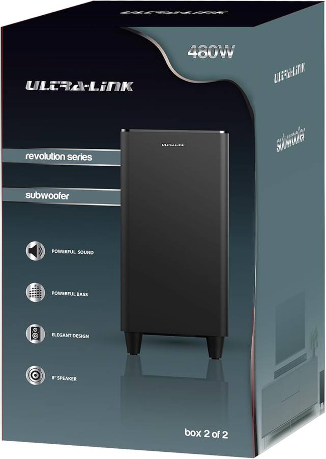 Ultra-Link Revolution 480 Watt, 2.1 Channel, Wireless Soundbar with Subwoofer