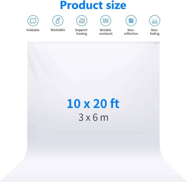 Neewer 3x6m White Muslin Cotton Photography Backdrop