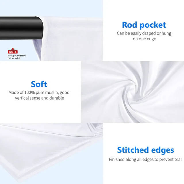 Neewer 3x6m White Muslin Cotton Photography Backdrop