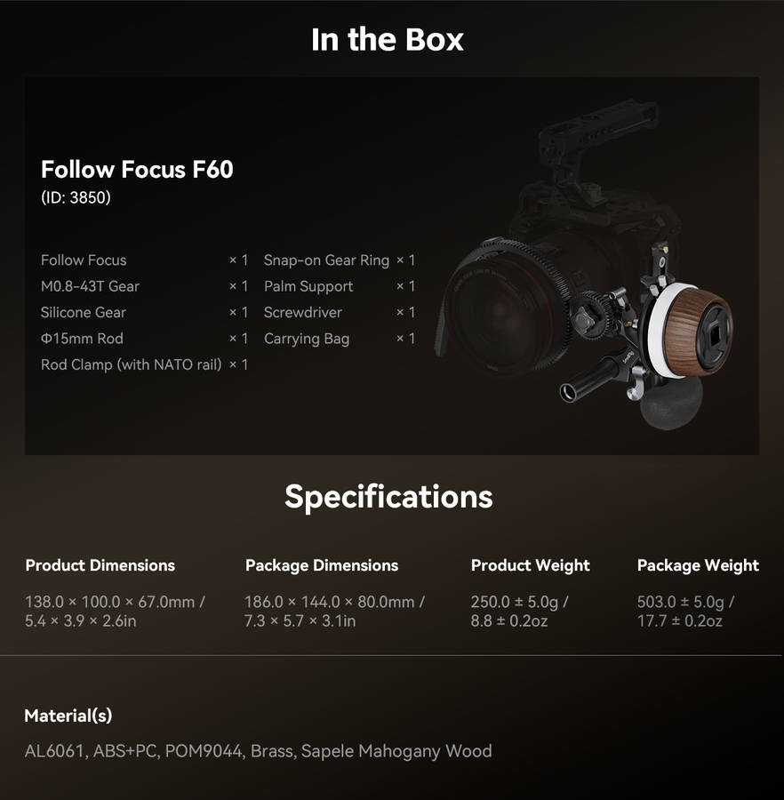 SmallRig F60 Modular Follow Focus