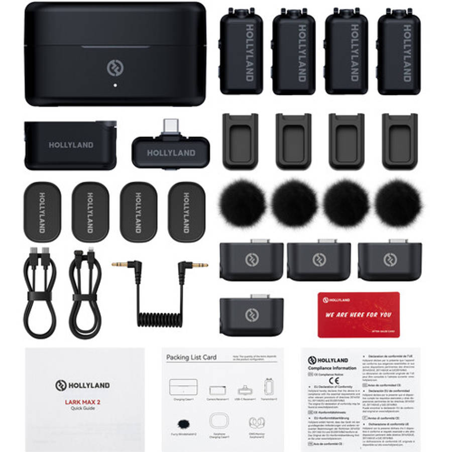 Hollyland LARK MAX 2 Combo 4-Person Wireless Microphone System for Cameras and Mobile Devices (Sp...