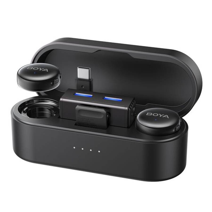 Boya BOYALINK 3-02 Button-Sized 2.4Ghz Wireless Microphone System with Case for USB-C & 3.5mm Dev...