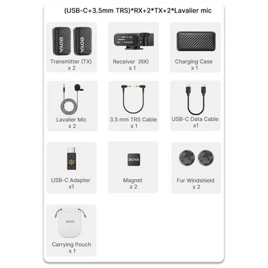Boya BOYAMIC 2-01 AI-Powered Mini 2.4GHz Wireless Microphone System with Lavaliers