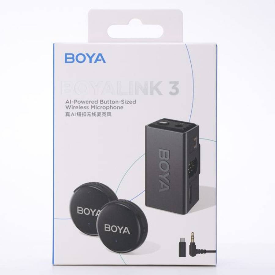 Boya BOYALINK 3-03 Button-Sized 2.4Ghz Wireless Microphone System for USB-C, Lightning & 3.5mm De...