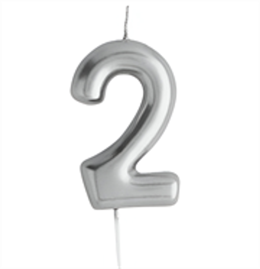 Casey 10cm Silver Numerical Birthday Candle Nr.2 Retail Packaging No Warranty