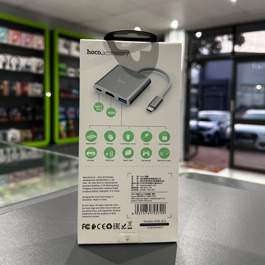 HOCO Hub Type-c to HDMI - USB 3.0 - PD Aluminum Alloy Converter Adapter - Silver