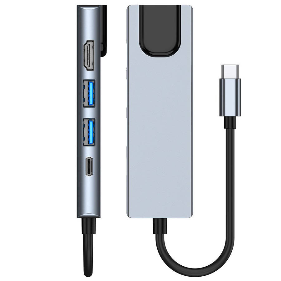 Docking Station Portable USB-C Hub 5-in-1 Adapter Multi-Port Converter