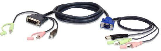 Aten 3m USB VGA to DVI-A KVM cable with audio